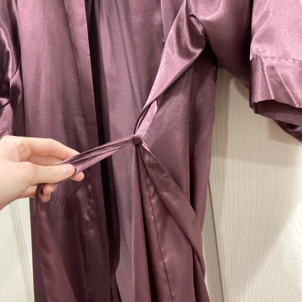 David’s Bridal Bridesmaid Satin Wine Robe